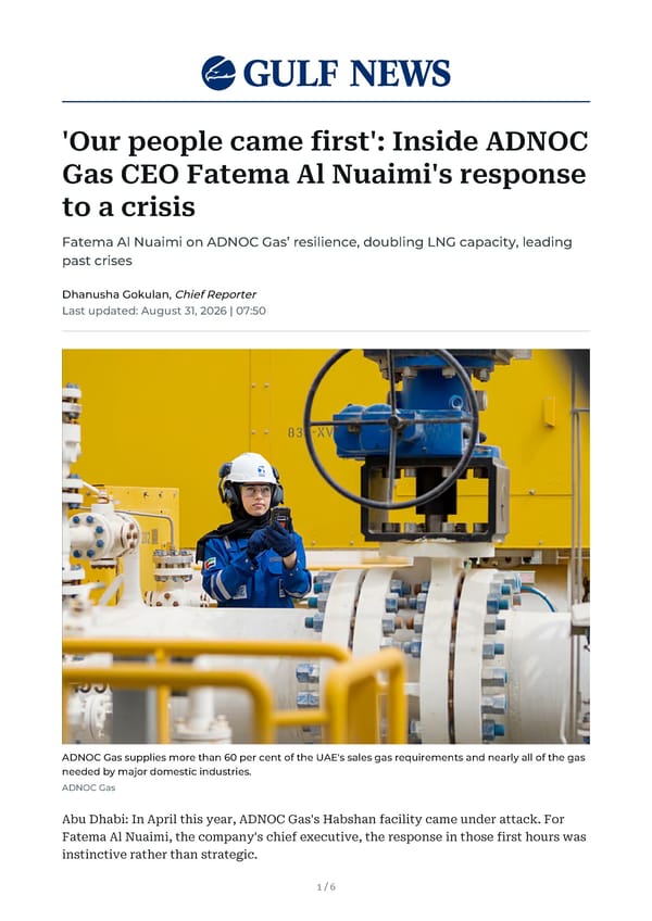 Inside ADNOC Gas CEO's Crisis Management - Page 1