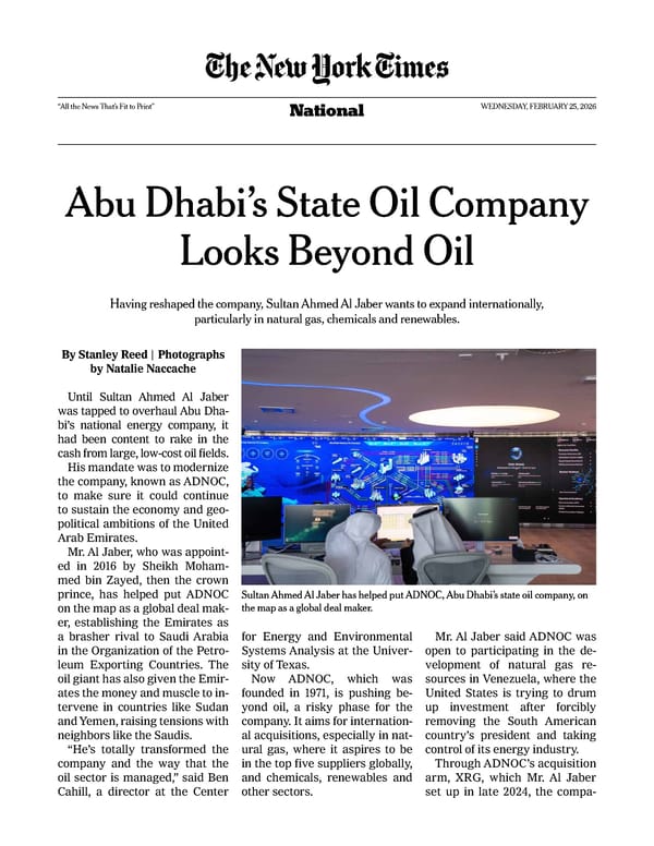 Abu Dhabi’s State Oil Company Looks Beyond Oil - Page 1